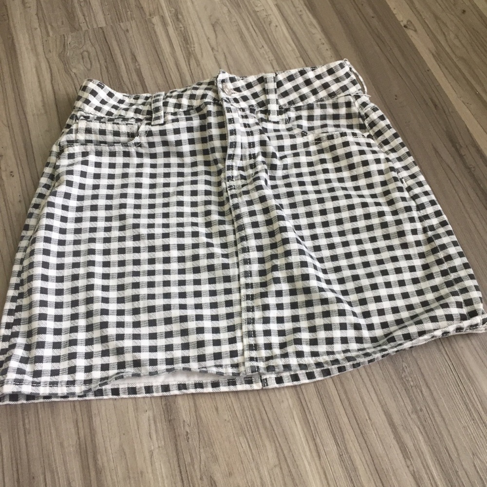 checker print mini skirt